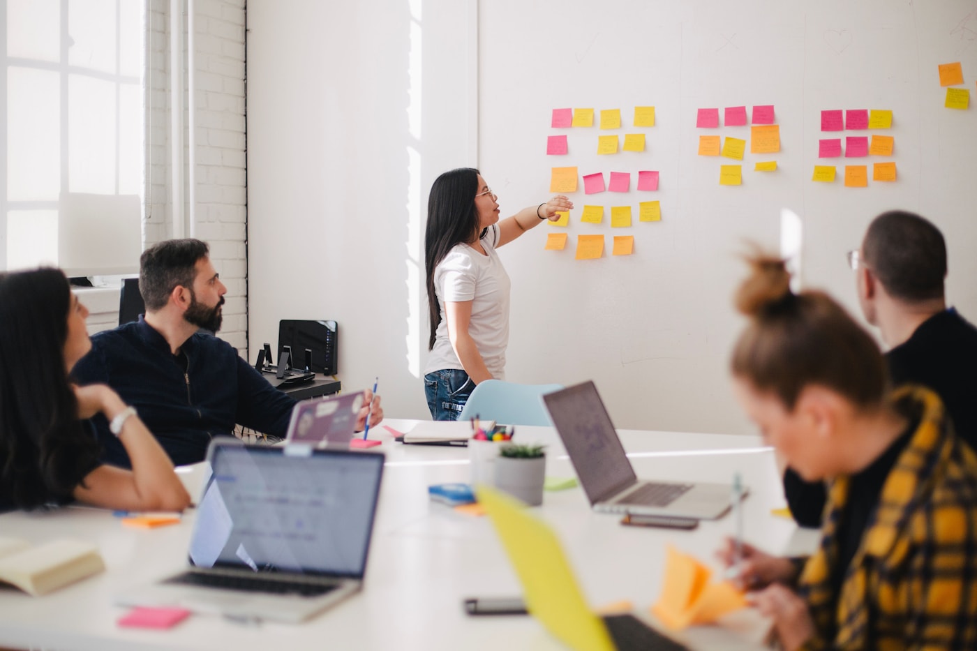 Founders planning a product launch on a whiteboard